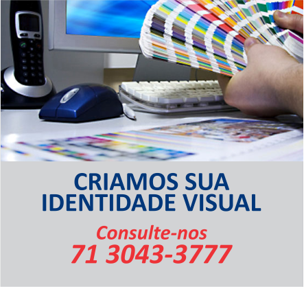 Banner Criamos sua Identidade Visual, telefone 71 3043-3777